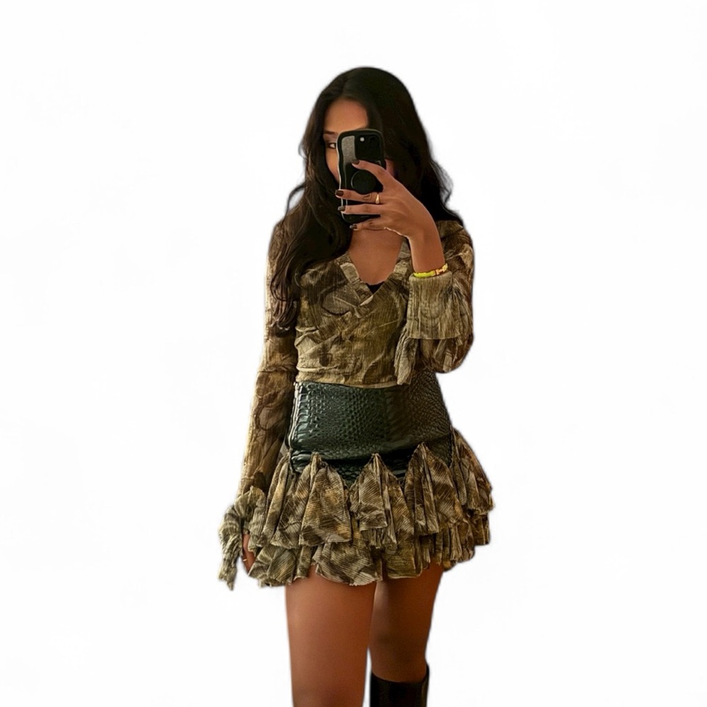 RARE FIND: MIA VESPER Harlequin Godet Skirt & Godet Plissé Wrap Top